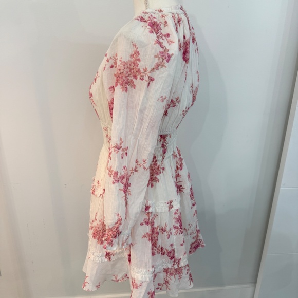 LoveShackFancy Mellni Floral Mini Dress Pink & White - Picture 8 of 12